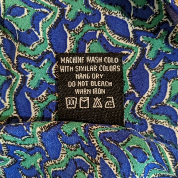 Angie Patterned High-Low Dress Blue Green Elastic Waist Women's Size Small - Picture 7 of 7